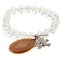 Earth's Jewels Semi-Precious Natural Crystal Quartz Clear Bracelet, Brown Agate & Skull Charm